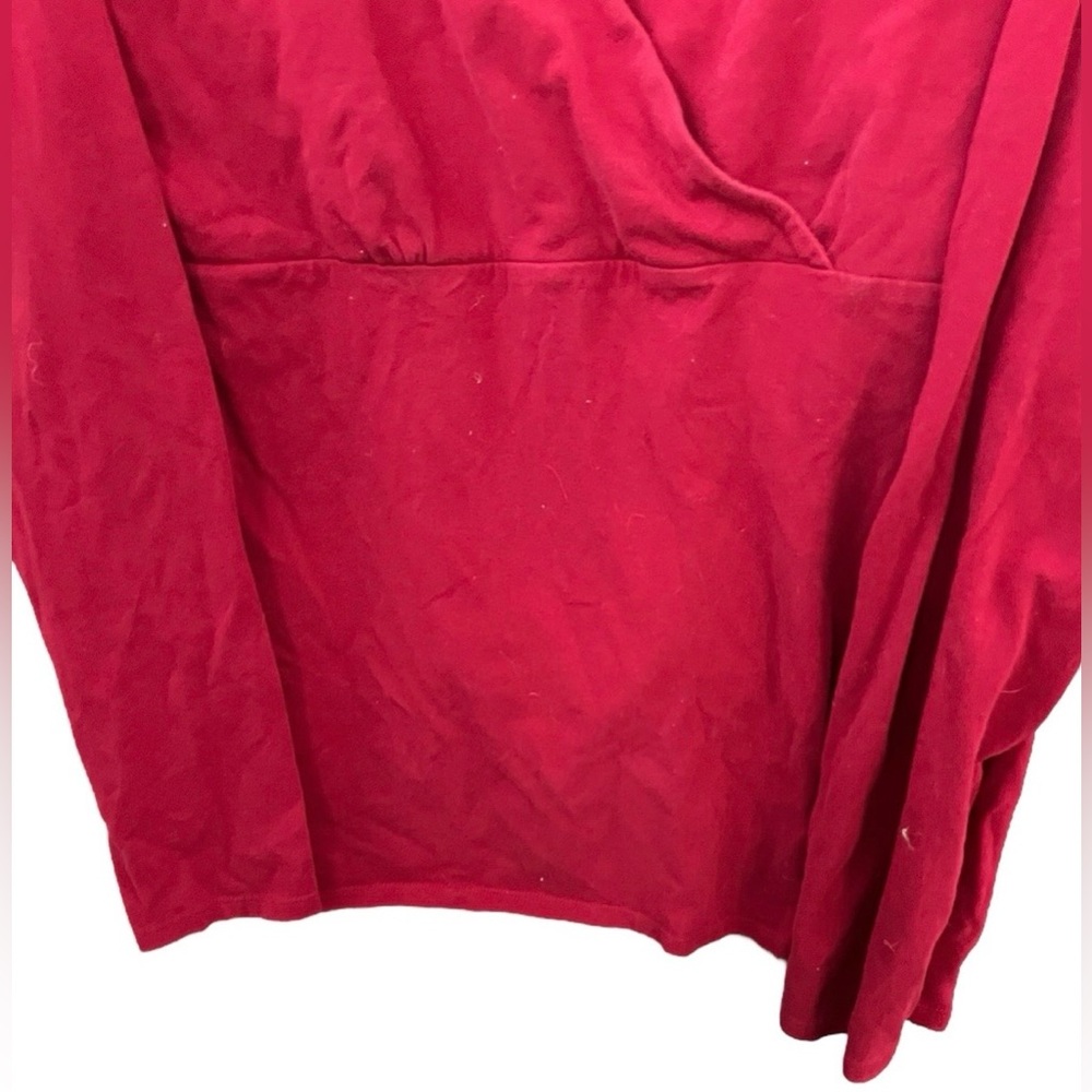 Eddie Bauer Red Faux Wrap Long Sleeve Top XL V-Neck Soft Knit - Picture 4 of 6